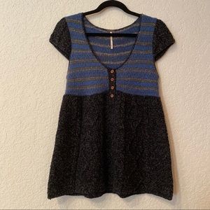 Free People | Wool Babydoll Style Short Sleeve Top